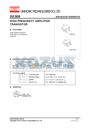 2SC3838L-X-AE3-R datasheet - HIGH-FREQUENCY AMPLIFIER TRANSISTOR