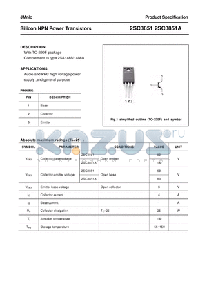2SC3851 datasheet - Silicon NPN Power Transistors