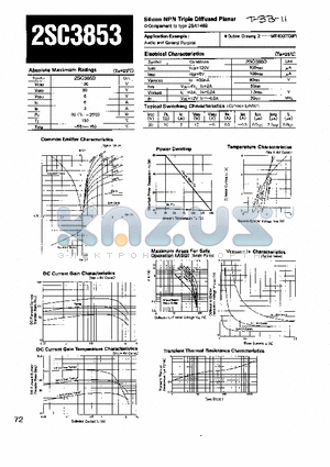 2SC3853 datasheet - Silicon NPN Triple diffused Plannar