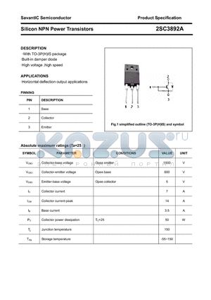 2SC3892A datasheet - Silicon NPN Power Transistors