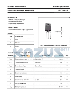 2SC3892A datasheet - Silicon NPN Power Transistors