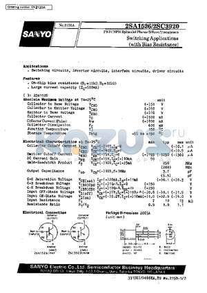 2SC3920 datasheet - Switching Applications(with Bias Resistance)