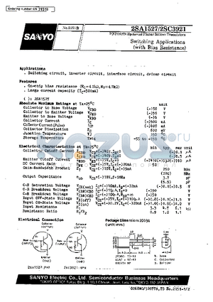 2SC3921 datasheet - Switching Applications(with Bias Resistance)