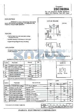 2SC3928 datasheet - For Low Frequency Amplify Application Sillcon Npn Epitaxial Type (Mini type)