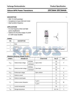 2SC3944A datasheet - Silicon NPN Power Transistors