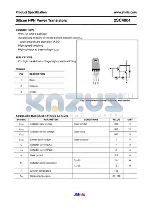 2SC4004 datasheet - Silicon NPN Power Transistors