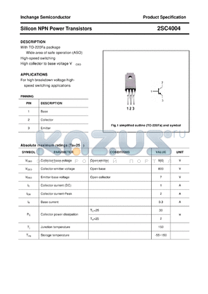 2SC4004 datasheet - Silicon NPN Power Transistors