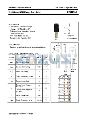 2SC4008 datasheet - isc Silicon NPN Power Transistor
