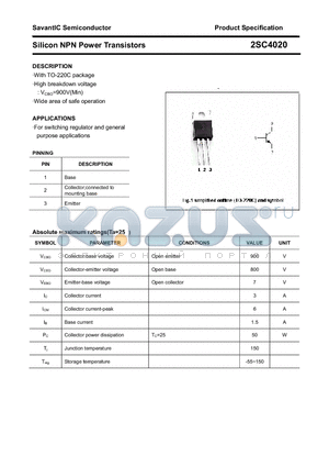 2SC4020 datasheet - Silicon NPN Power Transistors