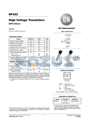BF422 datasheet - High Voltage Transistors
