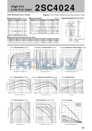 2SC4024 datasheet - Silicon NPN Epitaxial Planar Transistor
