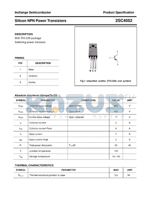 2SC4052 datasheet - Silicon NPN Power Transistors