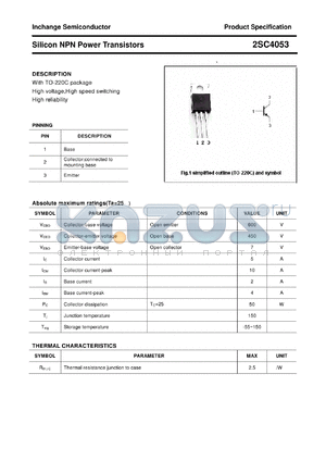 2SC4053 datasheet - Silicon NPN Power Transistors