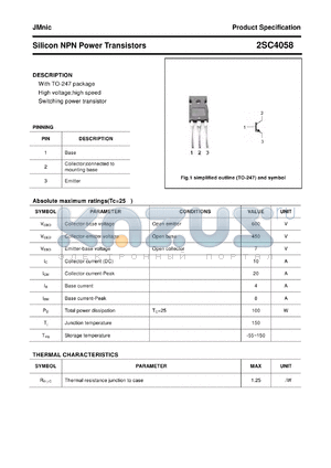 2SC4058 datasheet - Silicon NPN Power Transistors