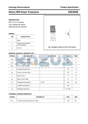 2SC4058 datasheet - Silicon NPN Power Transistors