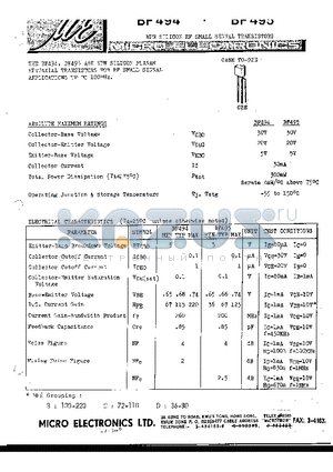 BF494 datasheet - NPN SILICON RF SMALL SIGNAL TRANSISTOR