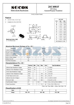 2SC4081F datasheet - NPN Silicon General Purpose Transistor