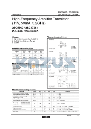 2SC4083 datasheet - High-Frequency Amplifier Transistor (11V, 50mA, 3.2GHz)