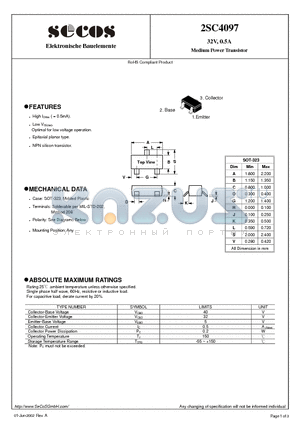 2SC4097 datasheet - Medium Power Transistor