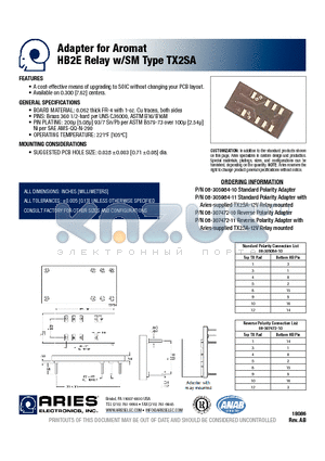 08-305984-10 datasheet - Adapter for Aromat HB2E Relay w/SM Type TX2SA
