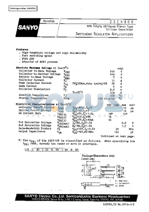 2SC4108 datasheet - Switching Regulator Applications