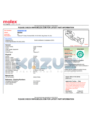 08-50-0024 datasheet - Trifurcon Crimp Terminal 6838, 18-20 AWG, Bag, Brass Tin (Sn)