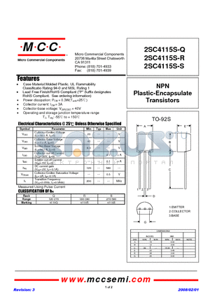 2SC4115S-S datasheet - NPN Plastic-Encapsulate Transistors