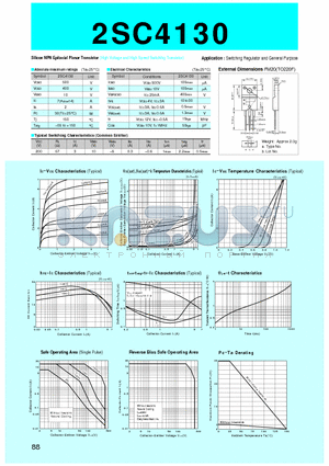 2SC4130 datasheet - Silicon NPN Epitaxial Planar Transistor(Switching Regulator and General Purpose)