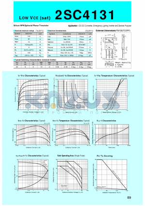 2SC4131 datasheet - Silicon NPN Epitaxial Planar Transistor(DC-DC Converter, Emergency Lighting Inverter and General Purpose)