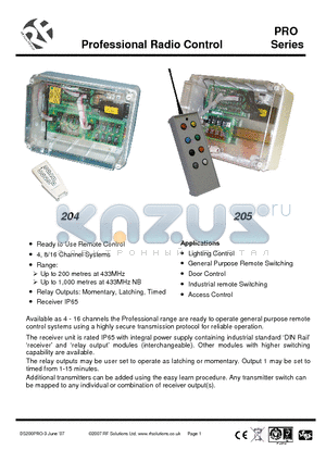 205PRO4-433F datasheet - Professional Radio Control