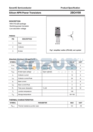 2SC4150 datasheet - Silicon NPN Power Transistors