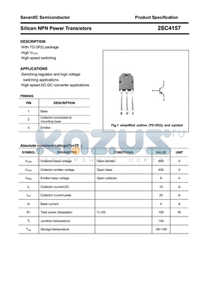 2SC4157 datasheet - Silicon NPN Power Transistors