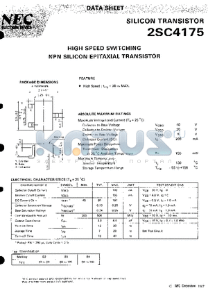 2SC4175 datasheet - HIGH SPEED SWITCHING  NPN SILICON EPITAXIAL TRANSISTOR