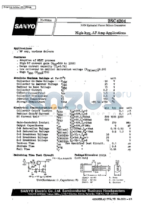 2SC4204 datasheet - High-hFE, AF Amp Applications