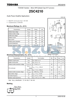 2SC4210 datasheet - Audio Power Amplifier Applications