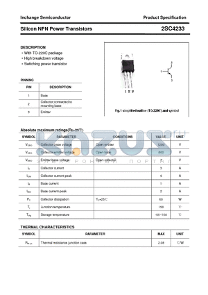 2SC4233 datasheet - Silicon NPN Power Transistors