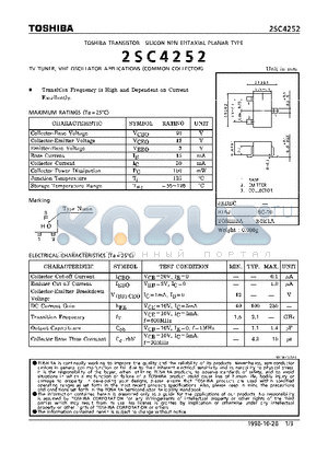 2SC4252 datasheet - NPN EPITAXIAL PLANAR TYPE (TV TUNER, VHF OSCILLATOR APPLICATIONS) (COMMON COLLECTOR)