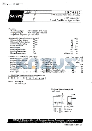 2SC4270 datasheet - UHF Converter, Local Oscillator Applications