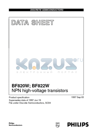 BF822W datasheet - NPN high-voltage transistors