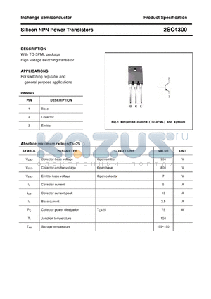 2SC4300 datasheet - Silicon NPN Power Transistors