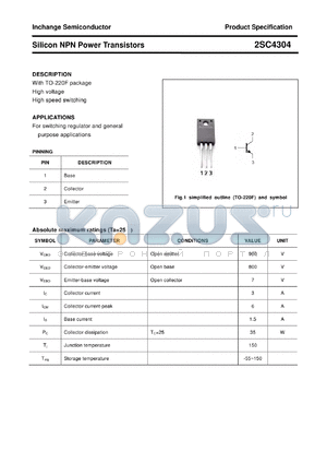 2SC4304 datasheet - Silicon NPN Power Transistors