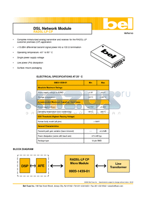 0803-1439-01 datasheet - DSL Network Module RADSL-LP CP