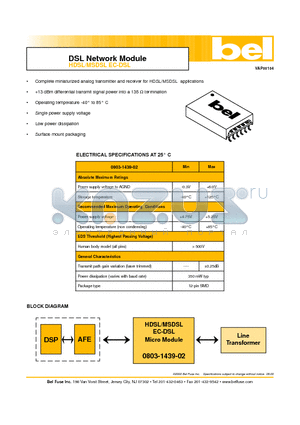 0803-1439-02 datasheet - DSL Network Module HDSL/MSDSL EC-DSL