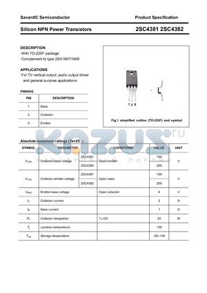 2SC4381 datasheet - Silicon NPN Power Transistors