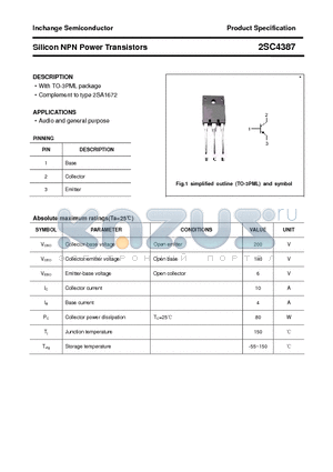 2SC4387 datasheet - Silicon NPN Power Transistors