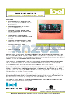 0804-5000-03 datasheet - POWERLINE MODULES Low Power SIMPLE Embedded PowerPacket Modules