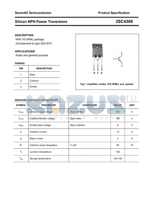 2SC4388 datasheet - Silicon NPN Power Transistors