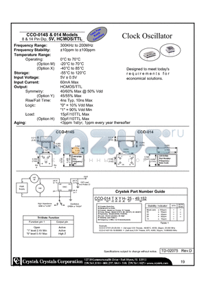CCO-014-20-49.152 datasheet - 8 & 14 Pin Dip, 5V, HCMOS/TTL Clock Oscillator
