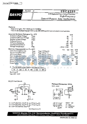 2SC4399 datasheet - High-Frequency General-Purpose Amp Applications