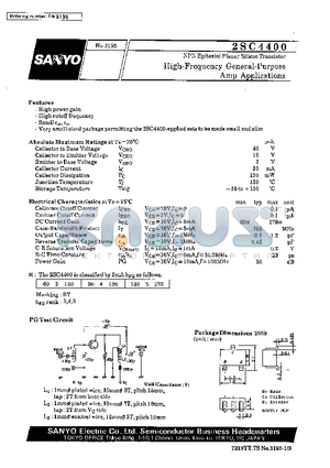 2SC4400 datasheet - High-Frequency General-Purpose Amp Applications